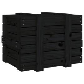 Cutie de depozitare, negru, 58x40,5x42 cm, lemn masiv de pin, 6 image