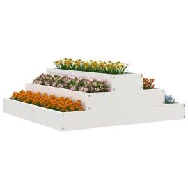 Jardinieră, alb, 80x80x27 cm, lemn masiv de pin, 3 image