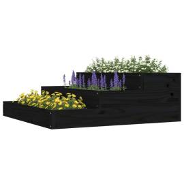 Jardinieră, negru, 78x78x27 cm, lemn masiv de pin, 3 image