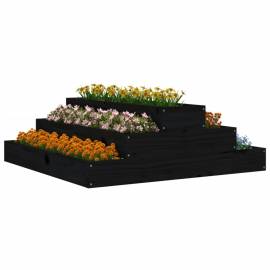 Jardinieră, negru, 80x80x27 cm, lemn masiv de pin, 3 image