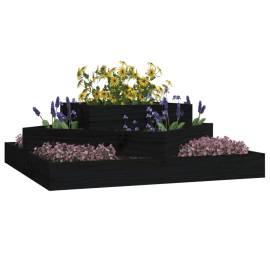 Jardinieră, negru, 83x83x27 cm, lemn masiv de pin, 3 image
