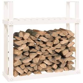Rastel pentru lemne de foc, alb, 110x35x108,5 cm lemn masiv pin, 4 image