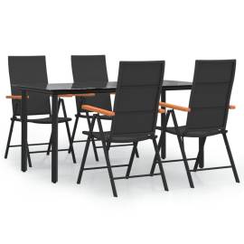 Set mobilier de grădină, 5 piese, negru și maro, poliratan, 2 image