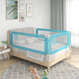 Balustradă de protecție pat copii, albastru, 160x25 cm, textil