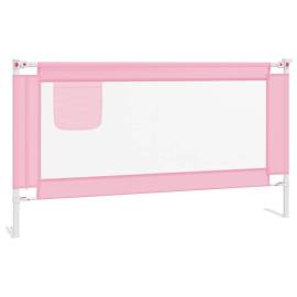 Balustradă de protecție pat copii, roz, 150x25 cm, textil, 2 image