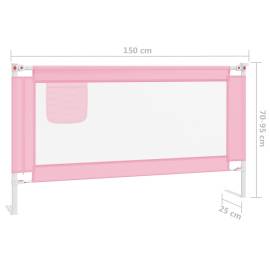 Balustradă de protecție pat copii, roz, 150x25 cm, textil, 8 image