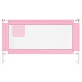 Balustradă de protecție pat copii, roz, 150x25 cm, textil, 3 image