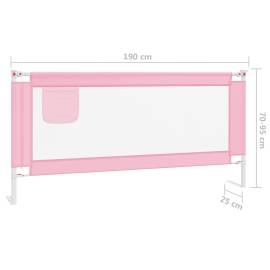 Balustradă de protecție pat copii, roz, 190x25 cm, textil, 8 image