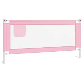 Balustradă de protecție pat copii, roz, 190x25 cm, textil, 2 image