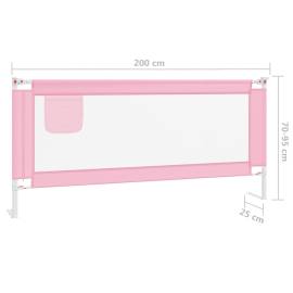 Balustradă de protecție pat copii, roz, 200x25 cm, textil, 8 image