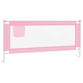 Balustradă de protecție pat copii, roz, 200x25 cm, textil, 2 image