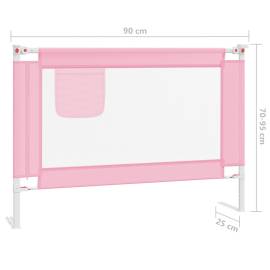 Balustradă de protecție pat copii, roz, 90x25 cm, textil, 8 image