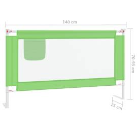 Balustradă de protecție pat copii, verde, 140x25 cm, textil, 8 image