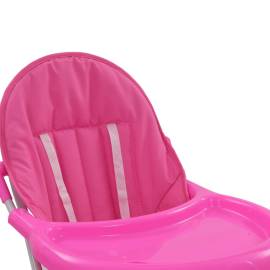Scaun de masă înalt pentru copii, roz și alb, 6 image