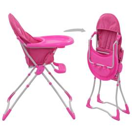 Scaun de masă înalt pentru copii, roz și alb, 3 image