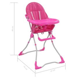 Scaun de masă înalt pentru copii, roz și alb, 9 image