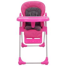 Scaun de masă înalt pentru copii, roz și gri, 2 image