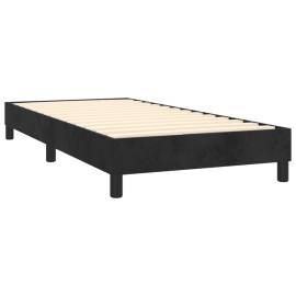 Pat box spring cu saltea, negru, 90x190 cm, catifea, 4 image