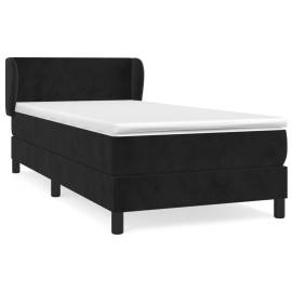 Pat box spring cu saltea, negru, 90x190 cm, catifea, 2 image