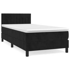 Pat box spring cu saltea, negru, 90x190 cm, catifea, 2 image