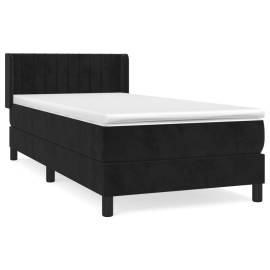 Pat box spring cu saltea, negru, 90x190 cm, catifea, 2 image