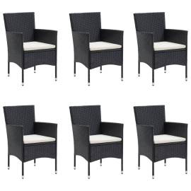 Set de masă pentru grădină, 7 piese, cu perne, negru, 4 image