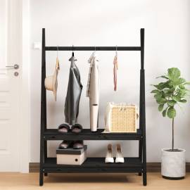 Suport pentru haine, negru, 100x45,5x150 cm, lemn masiv de pin, 3 image