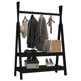 Suport pentru haine, negru, 100x45,5x150 cm, lemn masiv de pin, 4 image