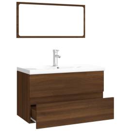 Set de mobilier de baie, stejar maro, lemn prelucrat, 4 image