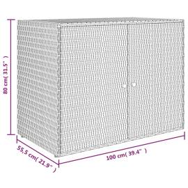 Dulap de depozitare de grădină, gri, 100x55,5x80 cm, poliratan, 8 image