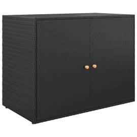 Dulap depozitare de grădină, negru, 100x55,5x80 cm, poliratan, 2 image