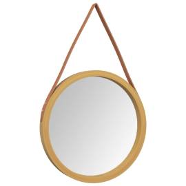 Oglindă de perete cu o curea, auriu, Ø 45 cm, 3 image