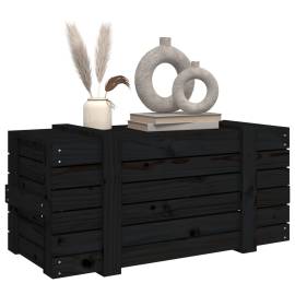 Cutie de depozitare, negru, 91x40,5x42 cm, lemn masiv de pin, 5 image
