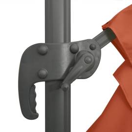 Umbrelă în consolă cu stâlp din aluminiu, cărămiziu, 300x300 cm, 9 image