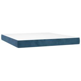 Pat box spring cu saltea, albastru închis, 180x200 cm, catifea, 5 image