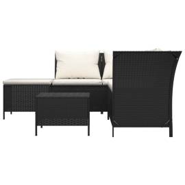 Set mobilier relaxare grădină 4 piese cu perne poliratan negru, 4 image