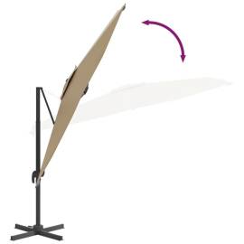 Umbrelă în consolă cu led, gri taupe, 400x300 cm, 10 image