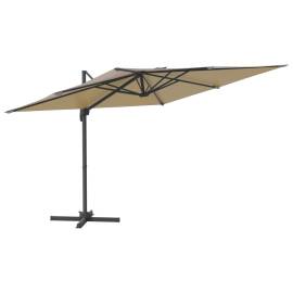 Umbrelă în consolă cu led, gri taupe, 400x300 cm, 2 image