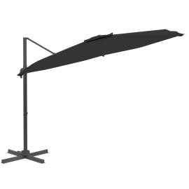 Umbrelă în consolă cu led, negru, 400x300 cm, 5 image