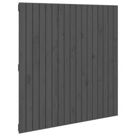 Tăblie de pat pentru perete, gri, 108x3x110 cm, lemn masiv pin, 2 image