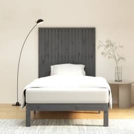 Tăblie de pat pentru perete, gri, 108x3x110 cm, lemn masiv pin, 3 image