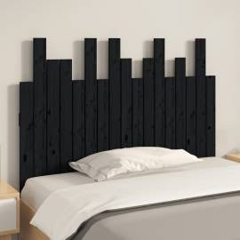 Tăblie de pat pentru perete, negru, 108x3x80 cm, lemn masiv pin, 3 image