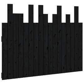 Tăblie de pat pentru perete, negru, 108x3x80 cm, lemn masiv pin, 2 image