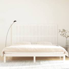 Tăblie de pat pentru perete, alb, 204x3x110 cm, lemn masiv pin, 3 image