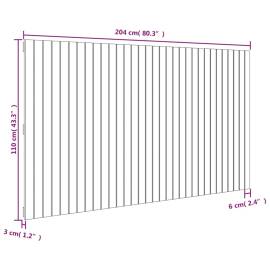Tăblie de pat pentru perete, alb, 204x3x110 cm, lemn masiv pin, 8 image