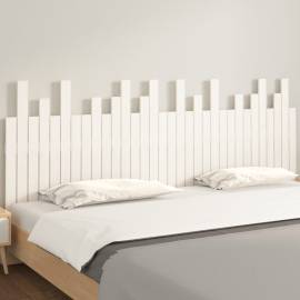 Tăblie de pat pentru perete, alb, 204x3x80 cm, lemn masiv pin, 3 image
