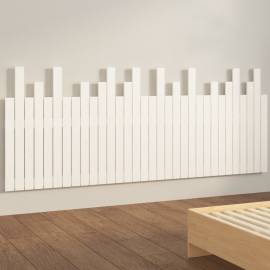 Tăblie de pat pentru perete, alb, 204x3x80 cm, lemn masiv pin, 4 image