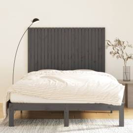 Tăblie de pat pentru perete, gri, 146,5x3x110 cm lemn masiv pin, 3 image