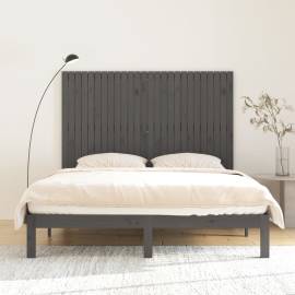 Tăblie de pat pentru perete, gri, 166x3x110 cm, lemn masiv pin, 3 image