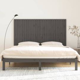 Tăblie de pat pentru perete, gri, 185x3x110 cm, lemn masiv pin, 3 image